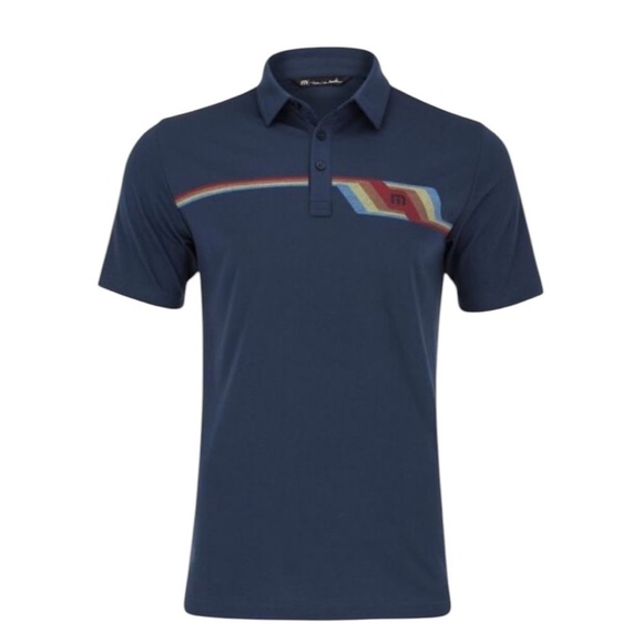 Travis Mathew Short Sleeve Blue BYOB Polo Shirt Men’s Size L - Picture 1 of 8